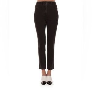 Tibi Tapered Black Denim high Waist Skinny Jean with Back Seam 2 Pocket